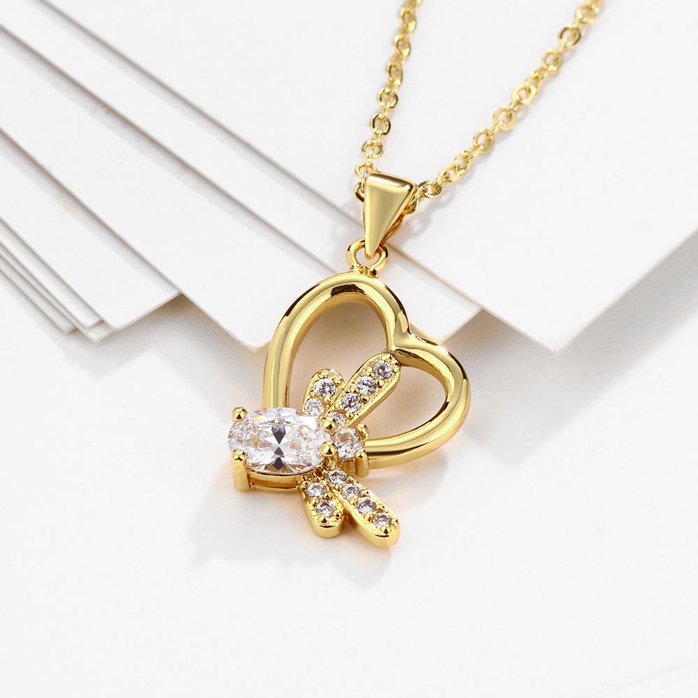 Wholesale Fashion romantic shiny Cubic Zirconia Necklace Gold Color butterfly pendant Necklace Gifts For Women jewelry TGGPN161 2