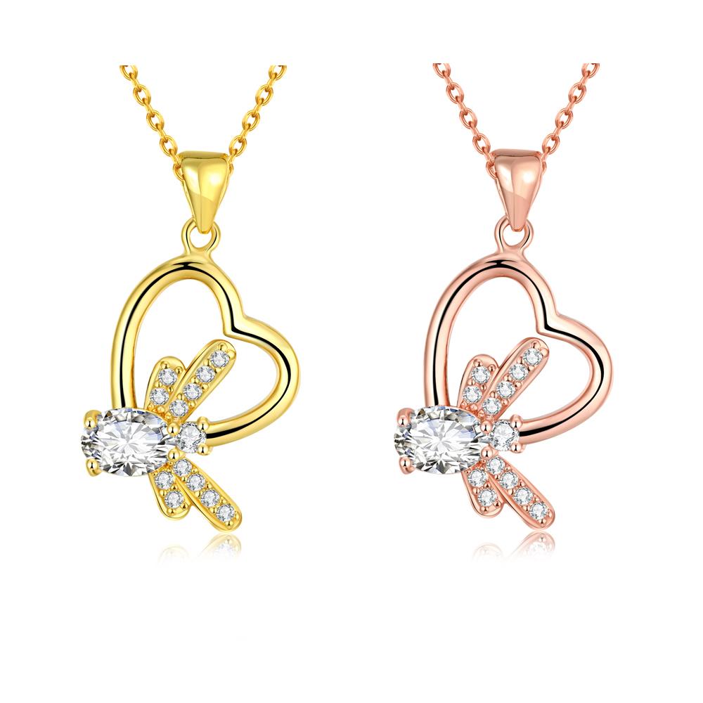 Wholesale Fashion romantic shiny Cubic Zirconia Necklace Gold Color butterfly pendant Necklace Gifts For Women jewelry TGGPN161 5