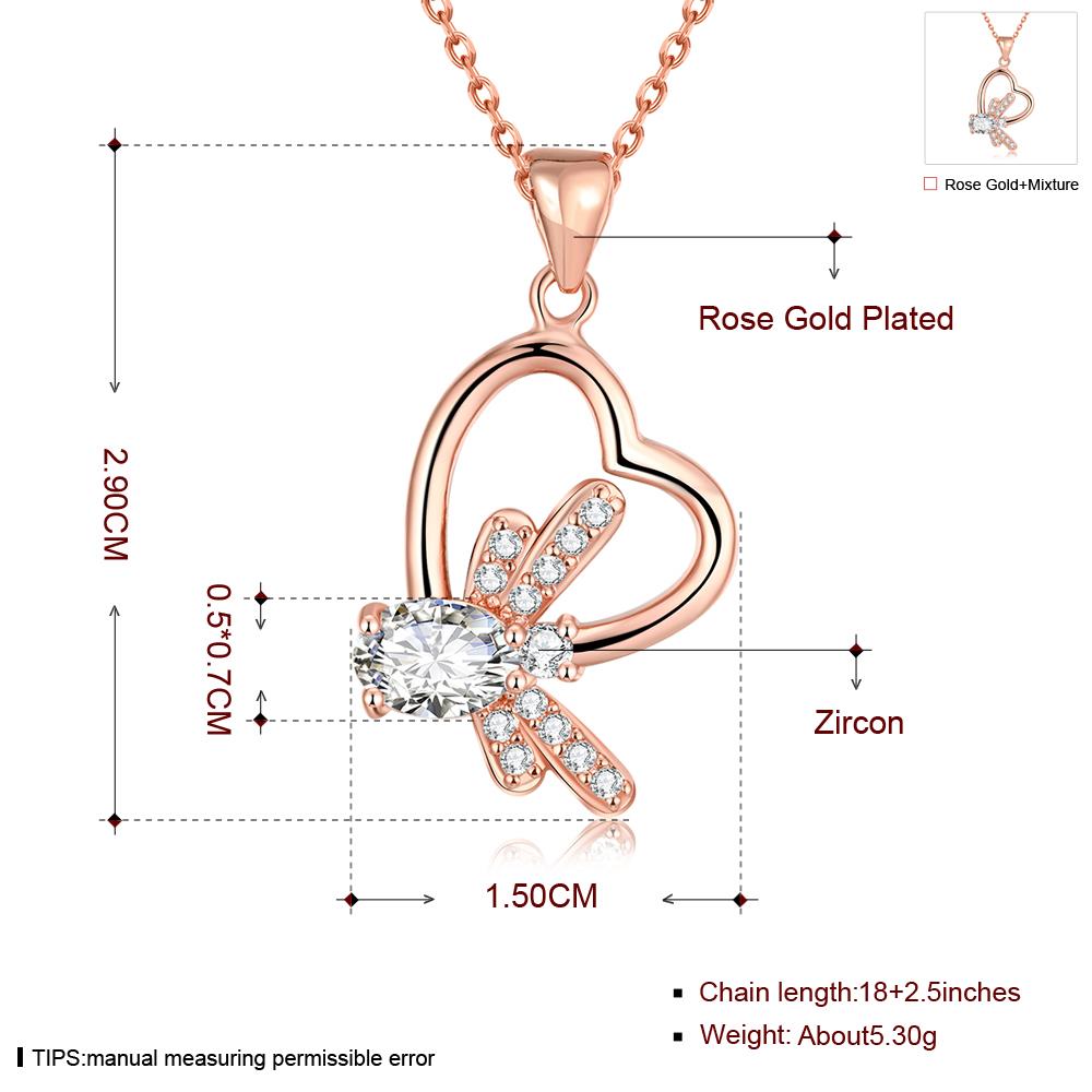 Wholesale Fashion romantic shiny Cubic Zirconia Necklace Gold Color butterfly pendant Necklace Gifts For Women jewelry TGGPN161 6