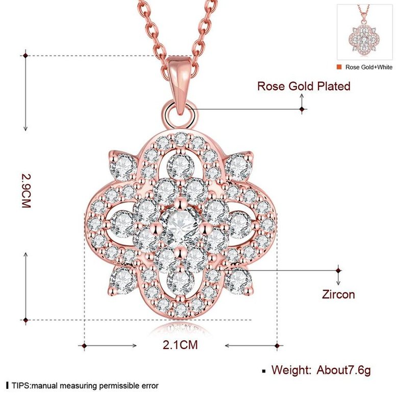 Wholesale Trendy 24K Gold Plated full pave CZ Necklace temperament hollow flower necklace jewerly wholesale from China TGGPN170 3
