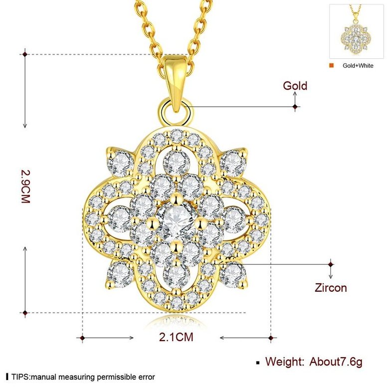 Wholesale Trendy 24K Gold Plated full pave CZ Necklace temperament hollow flower necklace jewerly wholesale from China TGGPN170 4