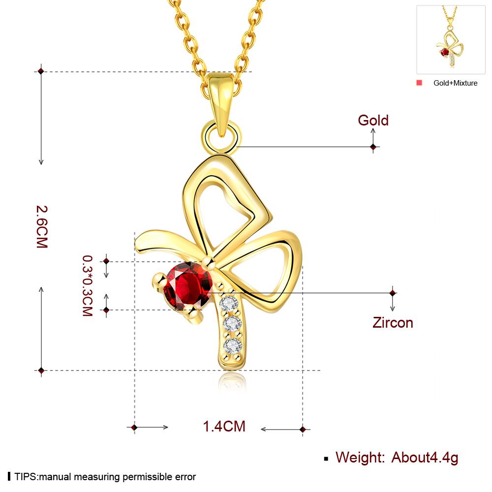 Wholesale Fashion romantic shiny red Cubic Zirconia Necklace Gold Color butterfly pendant Necklace fine birthday Gifts For Women jewelry TGGPN172 0