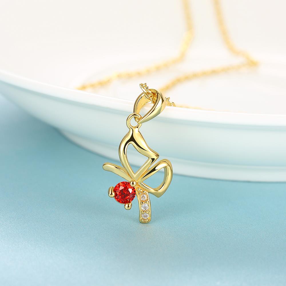 Wholesale Fashion romantic shiny red Cubic Zirconia Necklace Gold Color butterfly pendant Necklace fine birthday Gifts For Women jewelry TGGPN172 2