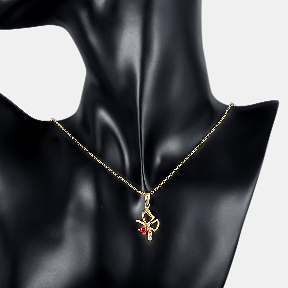 Wholesale Fashion romantic shiny red Cubic Zirconia Necklace Gold Color butterfly pendant Necklace fine birthday Gifts For Women jewelry TGGPN172 5