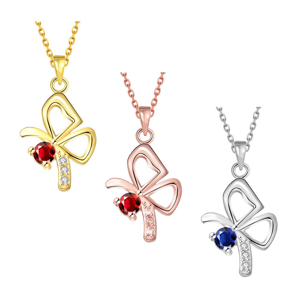 Wholesale Fashion romantic shiny red Cubic Zirconia Necklace Gold Color butterfly pendant Necklace fine birthday Gifts For Women jewelry TGGPN172 6