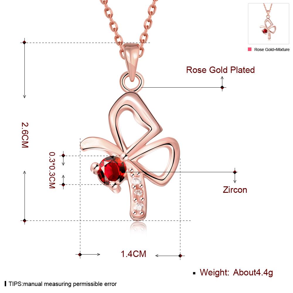 Wholesale Fashion romantic shiny red Cubic Zirconia Necklace Gold Color butterfly pendant Necklace fine birthday Gifts For Women jewelry TGGPN172 7