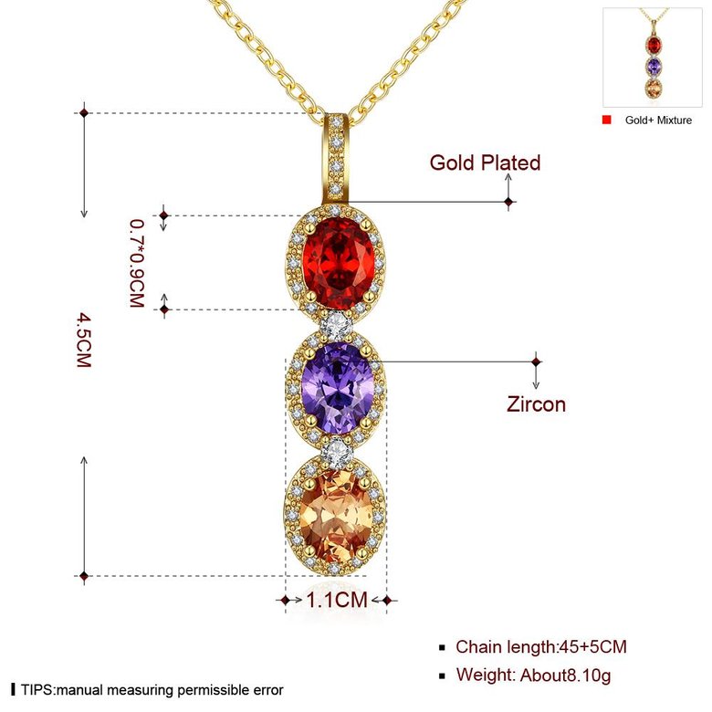 Wholesale Hot Sale Female Three Round colorful Zircon Fashion Long Dangle Neckalce dazzling Jewelry Party Engagement Gift TGGPN184 2