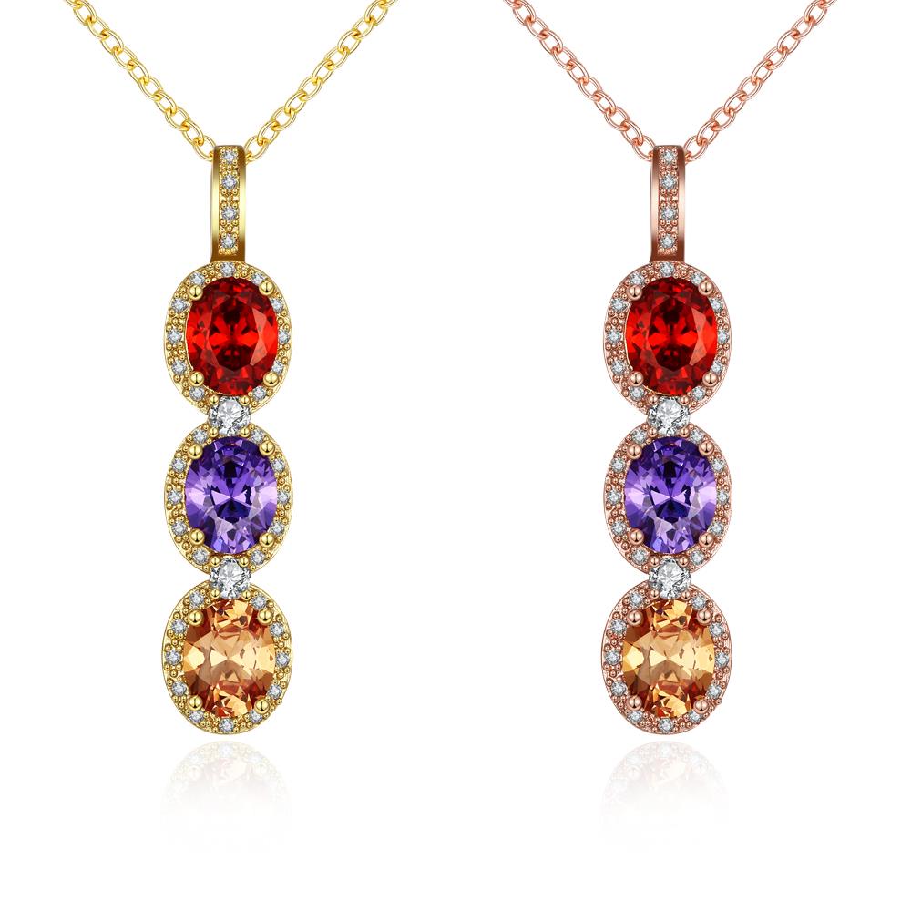 Wholesale Hot Sale Female Three Round colorful Zircon Fashion Long Dangle Neckalce dazzling Jewelry Party Engagement Gift TGGPN184 5