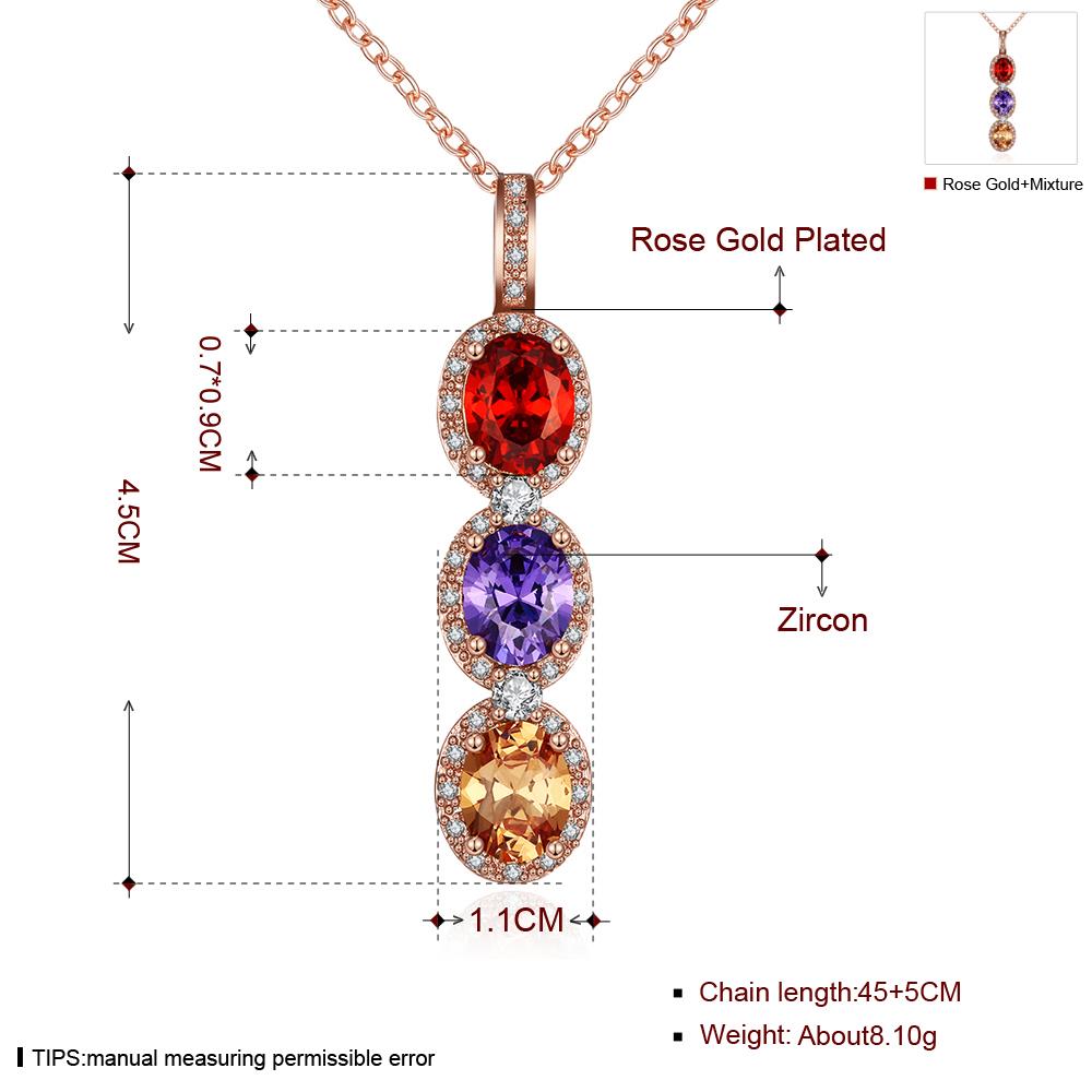 Wholesale Hot Sale Female Three Round colorful Zircon Fashion Long Dangle Neckalce dazzling Jewelry Party Engagement Gift TGGPN184 6