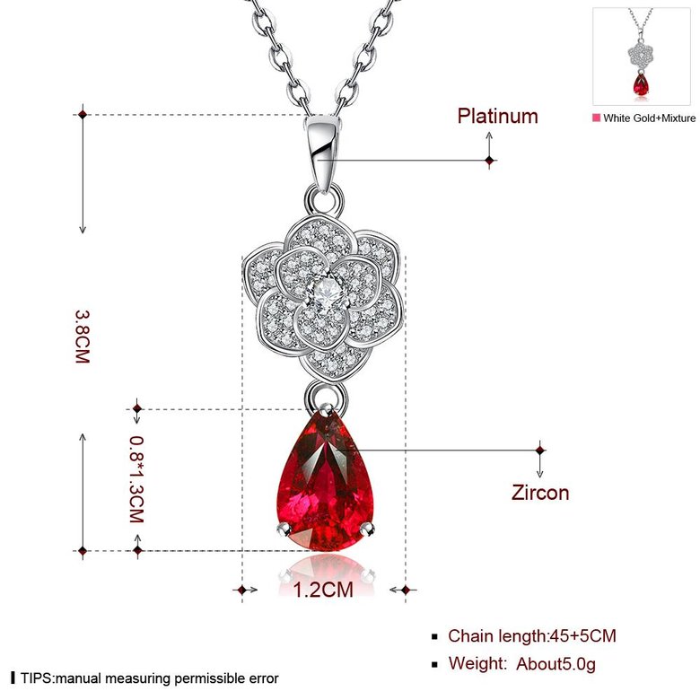 Wholesale Romantic Platinum Plated big blue water drop crystal pendant dazzling pave zircon flower nacklace fine wedding party jewelry  TGGPN191 0
