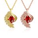 Wholesale Fashion 24K gold Cubic Zircon Leaf Shape Chain Pendant Necklaces for Women Shinny red big Crystal Wedding Anniversary Jewelry TGGPN198 2 small