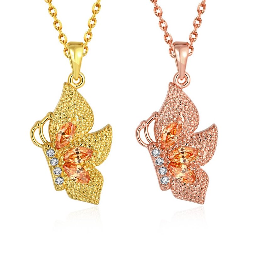 Wholesale Romantic Butterfly Necklaces Women Girls Gold Color Charm Pendant Necklace Jewelry Cubic Zirconia Birthday Party Gift TGGPN201 5