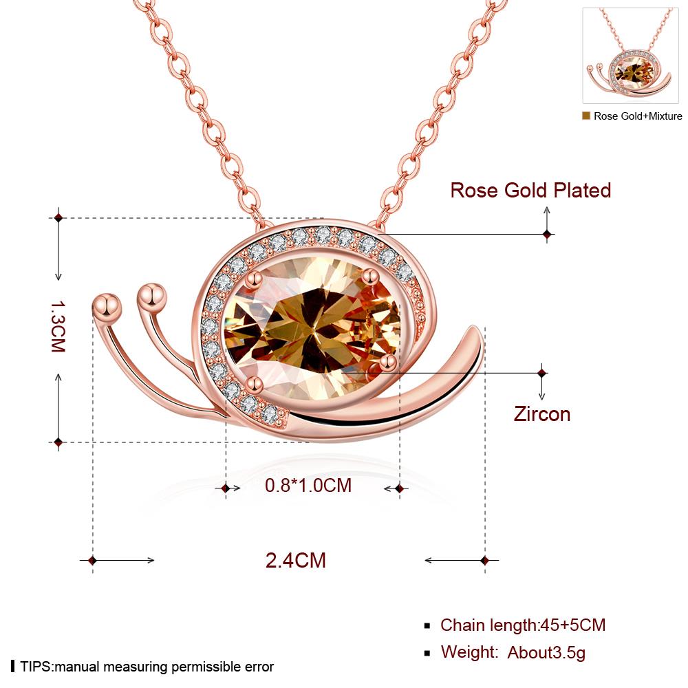 Wholesale Trendy temperament  cut zircon snail Necklace Pendant Gold Color Neck Chain For Women fine valentine's day gift Jewelry  TGGPN204 0