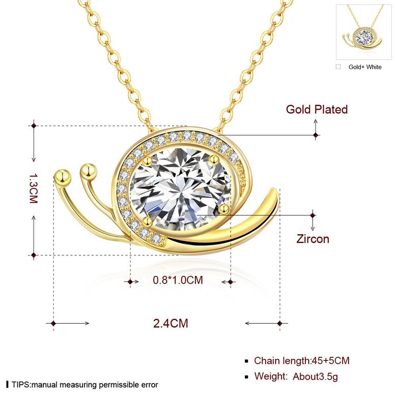 Wholesale Trendy temperament  cut zircon snail Necklace Pendant Gold Color Neck Chain For Women fine valentine's day gift Jewelry  TGGPN204 1