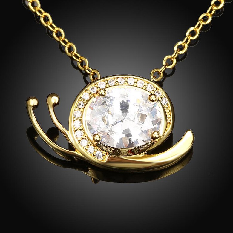Wholesale Trendy temperament  cut zircon snail Necklace Pendant Gold Color Neck Chain For Women fine valentine's day gift Jewelry  TGGPN204 2
