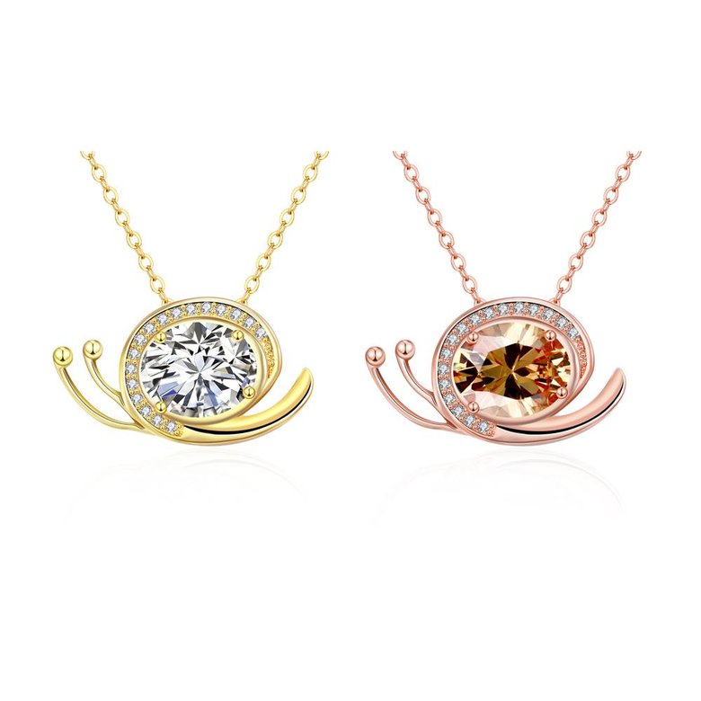 Wholesale Trendy temperament  cut zircon snail Necklace Pendant Gold Color Neck Chain For Women fine valentine's day gift Jewelry  TGGPN204 3