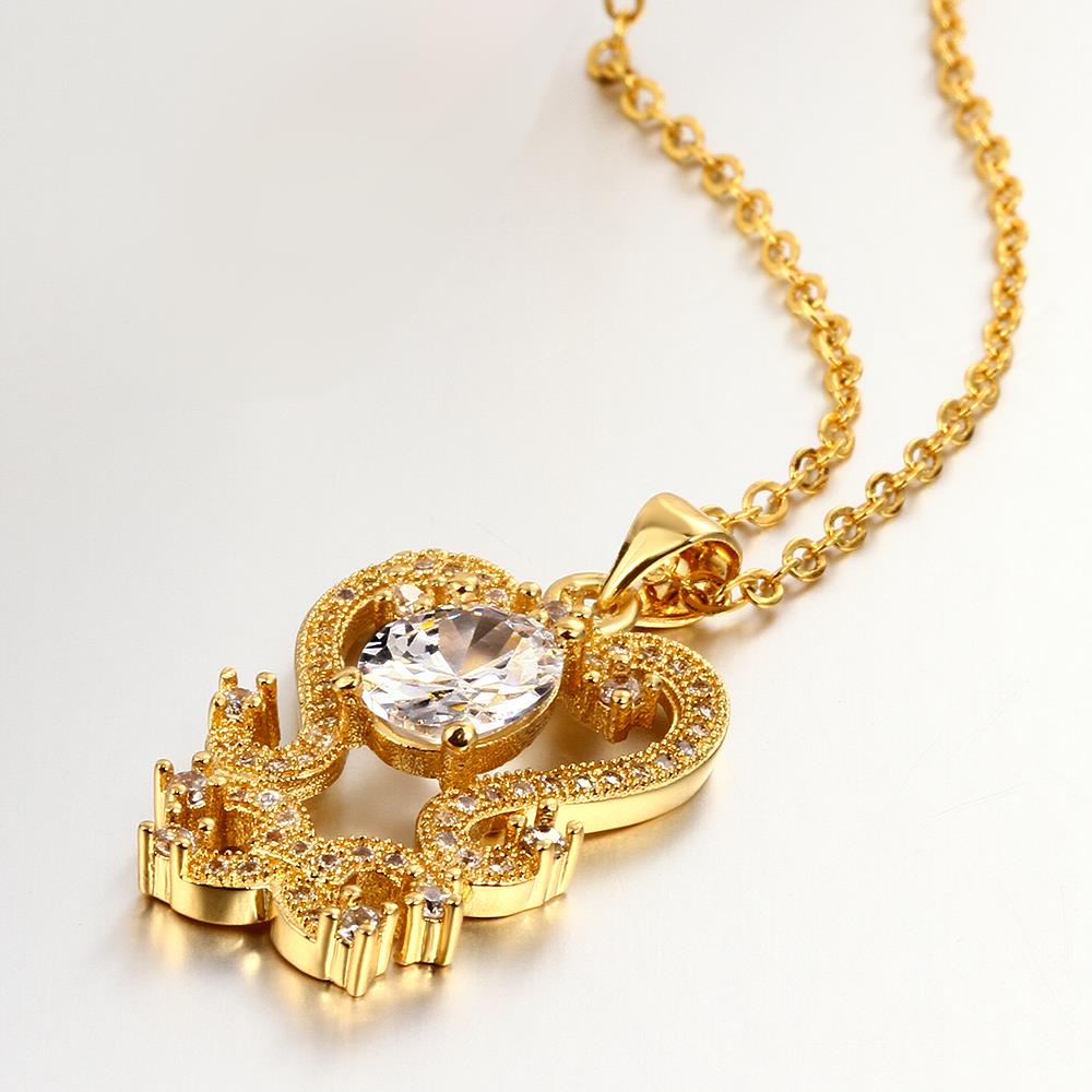 Wholesale Trendy 24K Gold Plated CZ heart Necklace temperament hollow flower necklace jewerly wholesale from China TGGPN210 3