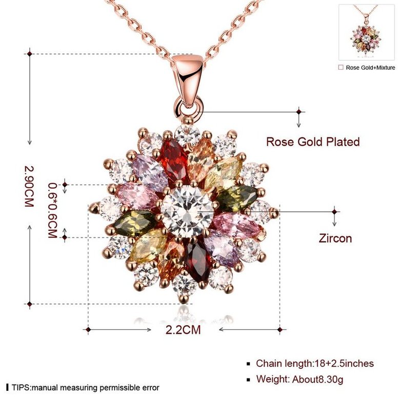 Wholesale Hot Sell rose Gold Color Necklaces Pendants with High Quality full pave colorful zircon Flower For Women fine Birthday Gift TGGPN223 0