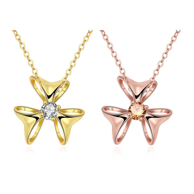 Wholesale Delicate flower Rose Gold CZ Necklace Fashion Pendants Flower Cluster Clear Crystal Zirconia Sweet Necklaces For Women Jewelry  TGGPN017 2