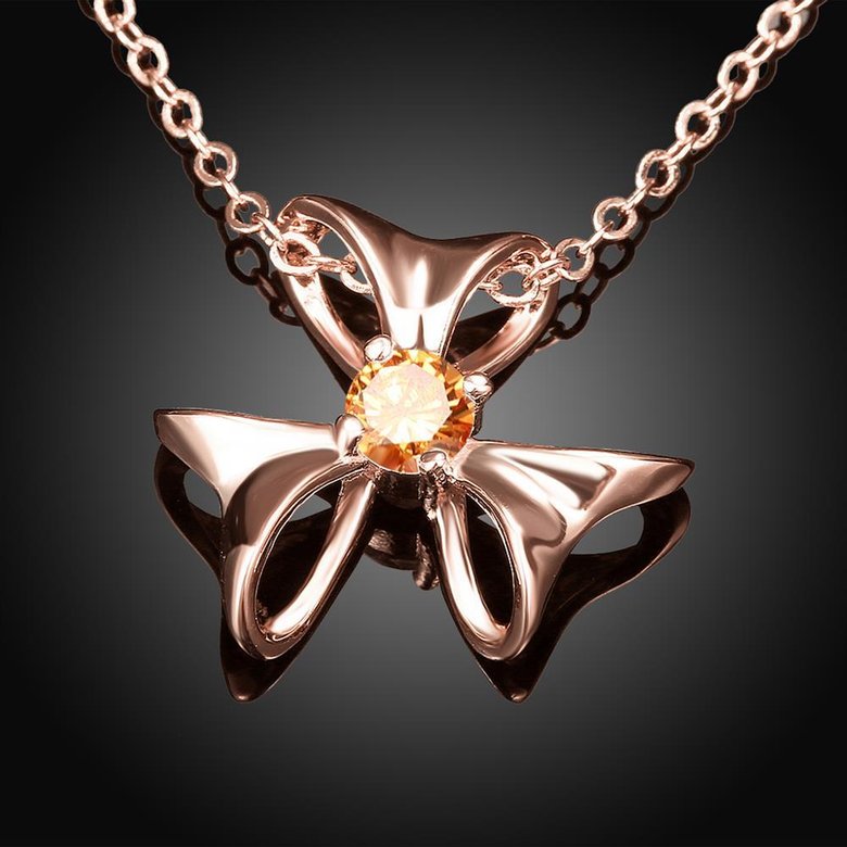 Wholesale Delicate flower Rose Gold CZ Necklace Fashion Pendants Flower Cluster Clear Crystal Zirconia Sweet Necklaces For Women Jewelry  TGGPN017 4