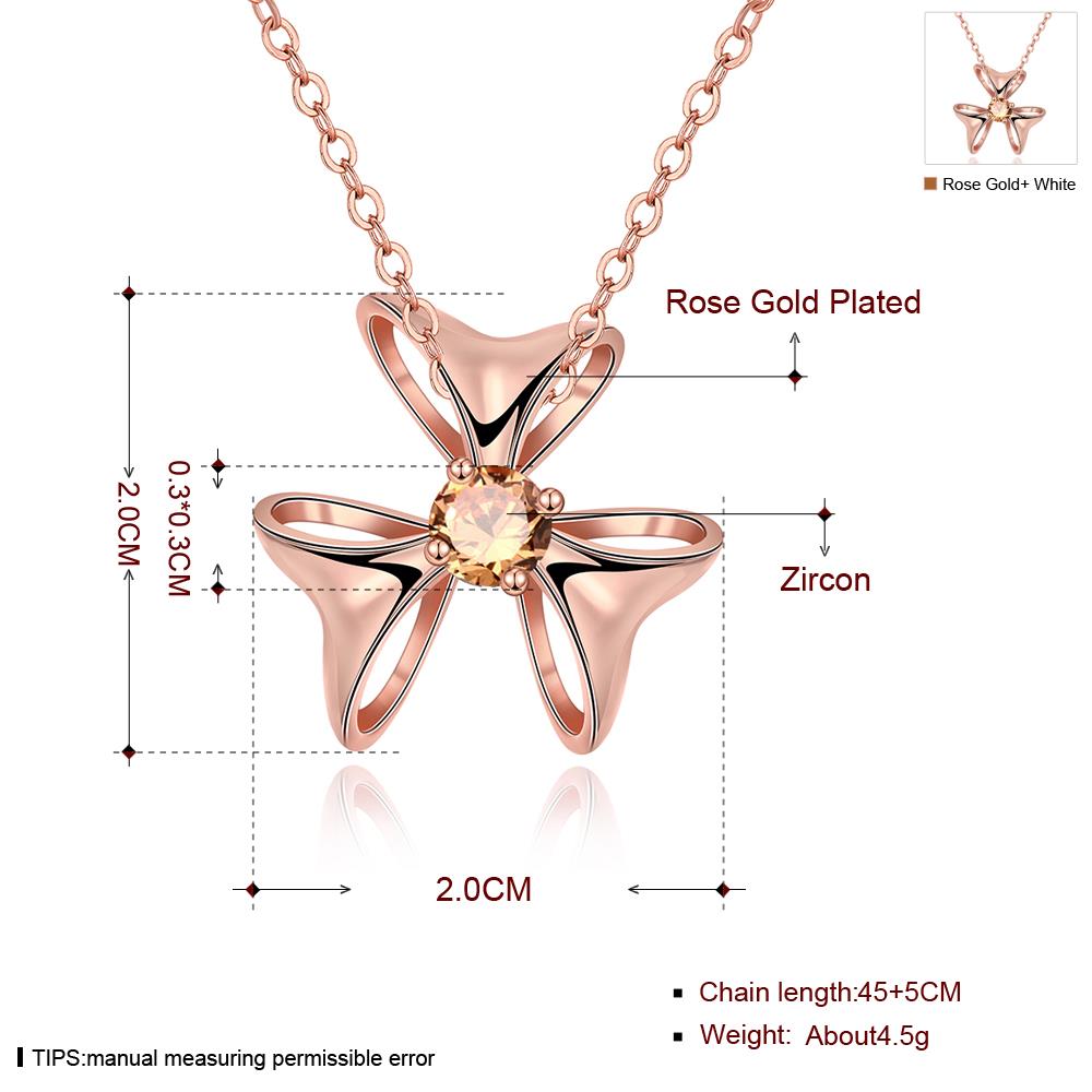 Wholesale Delicate flower Rose Gold CZ Necklace Fashion Pendants Flower Cluster Clear Crystal Zirconia Sweet Necklaces For Women Jewelry  TGGPN017 6