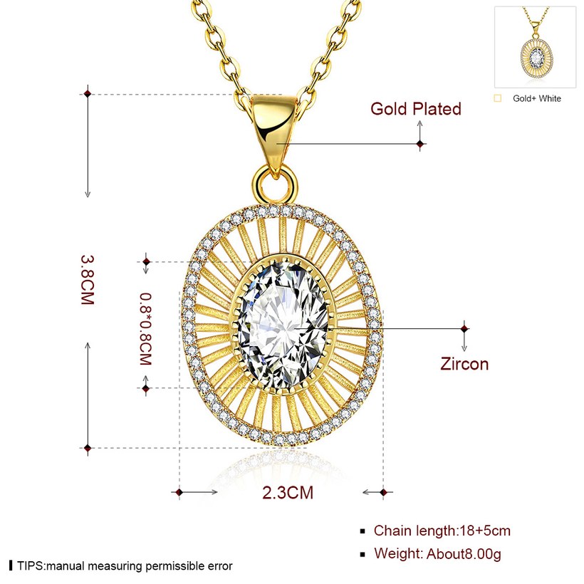 Wholesale Romantic round Hollow Design Necklace 24K Gold Color Inlay Cubic Zirconia Chain Choker Necklace fine wedding party Jewelry TGGPN256 0
