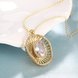 Wholesale Romantic round Hollow Design Necklace 24K Gold Color Inlay Cubic Zirconia Chain Choker Necklace fine wedding party Jewelry TGGPN256 3 small