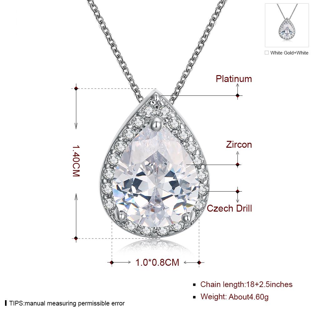 Wholesale Female Teardrop Stone Pendant Necklaces For Women WhiteGold Filled Pear Zircon Crystal Clavicle Necklace Wedding Jewelry TGGPN265 0