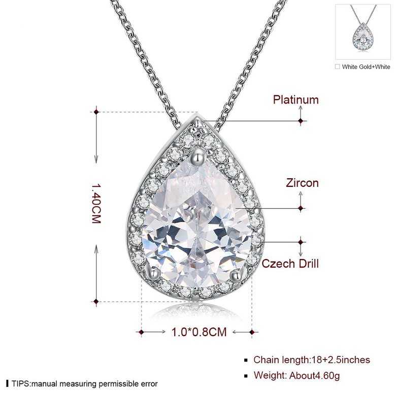 Wholesale Female Teardrop Stone Pendant Necklaces For Women WhiteGold Filled Pear Zircon Crystal Clavicle Necklace Wedding Jewelry TGGPN265 0