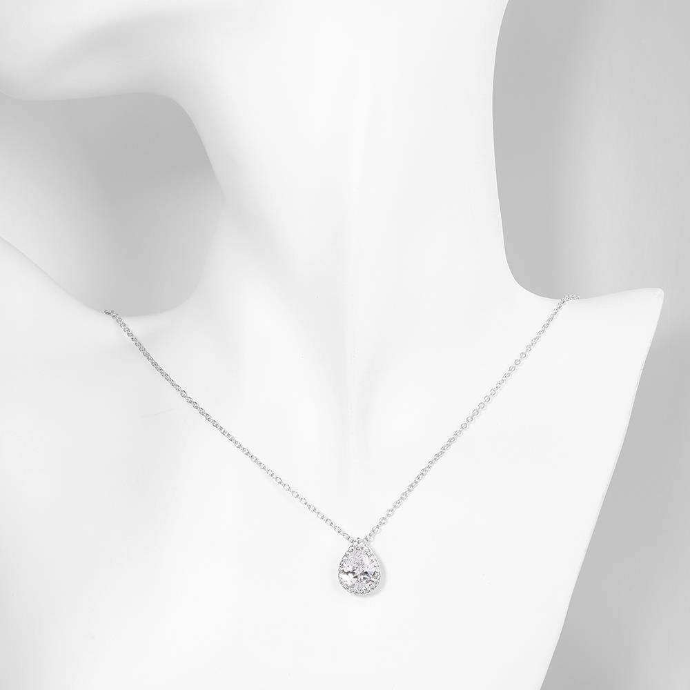 Wholesale Female Teardrop Stone Pendant Necklaces For Women WhiteGold Filled Pear Zircon Crystal Clavicle Necklace Wedding Jewelry TGGPN265 4