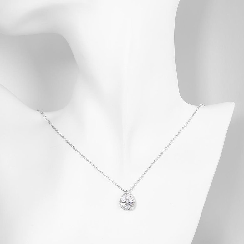 Wholesale Female Teardrop Stone Pendant Necklaces For Women WhiteGold Filled Pear Zircon Crystal Clavicle Necklace Wedding Jewelry TGGPN265 4