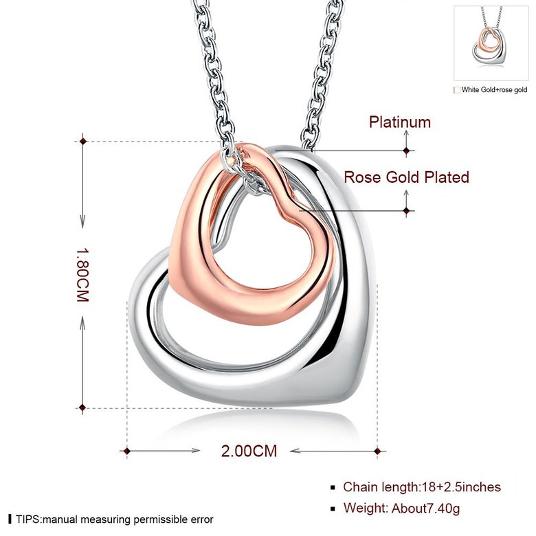 Wholesale Romantic Platinum Heart Necklace Symbol Heart Endless Love Pendant Chains Necklaces For Women Fine Jewelry Christmas Gift  TGGPN271 0