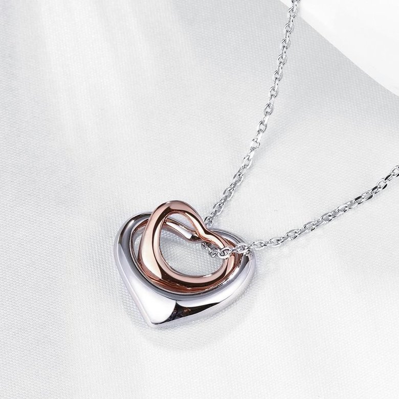 Wholesale Romantic Platinum Heart Necklace Symbol Heart Endless Love Pendant Chains Necklaces For Women Fine Jewelry Christmas Gift  TGGPN271 2