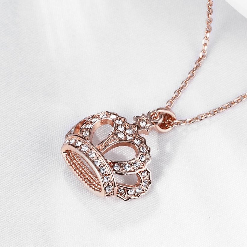 Wholesale Classic vintage Rose Gold crown necklace Sparkling zircon Necklace for Women Durable Elegant Necklace Gifts for Girlfriend TGGPN274 1
