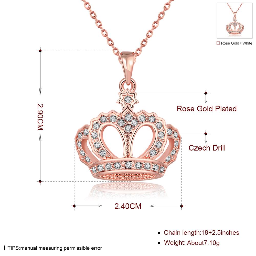 Wholesale Classic vintage Rose Gold crown necklace Sparkling zircon Necklace for Women Durable Elegant Necklace Gifts for Girlfriend TGGPN274 3