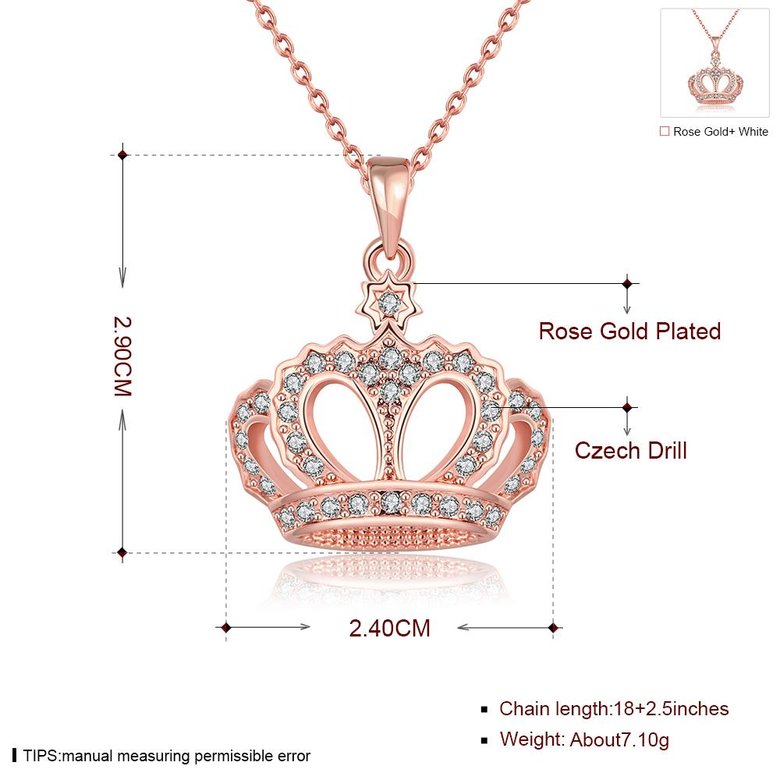 Wholesale Classic vintage Rose Gold crown necklace Sparkling zircon Necklace for Women Durable Elegant Necklace Gifts for Girlfriend TGGPN274 3