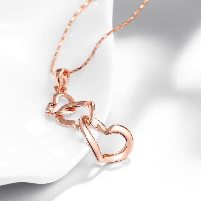 Wholesale Classic Rose Gold Heart to heart Necklace  Chain For Women patry Fashion Charm Jewelry TGGPN281 2