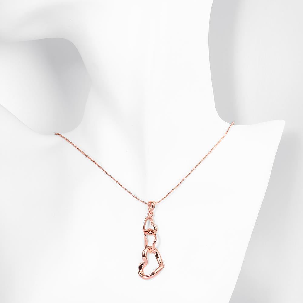 Wholesale Classic Rose Gold Heart to heart Necklace  Chain For Women patry Fashion Charm Jewelry TGGPN281 4