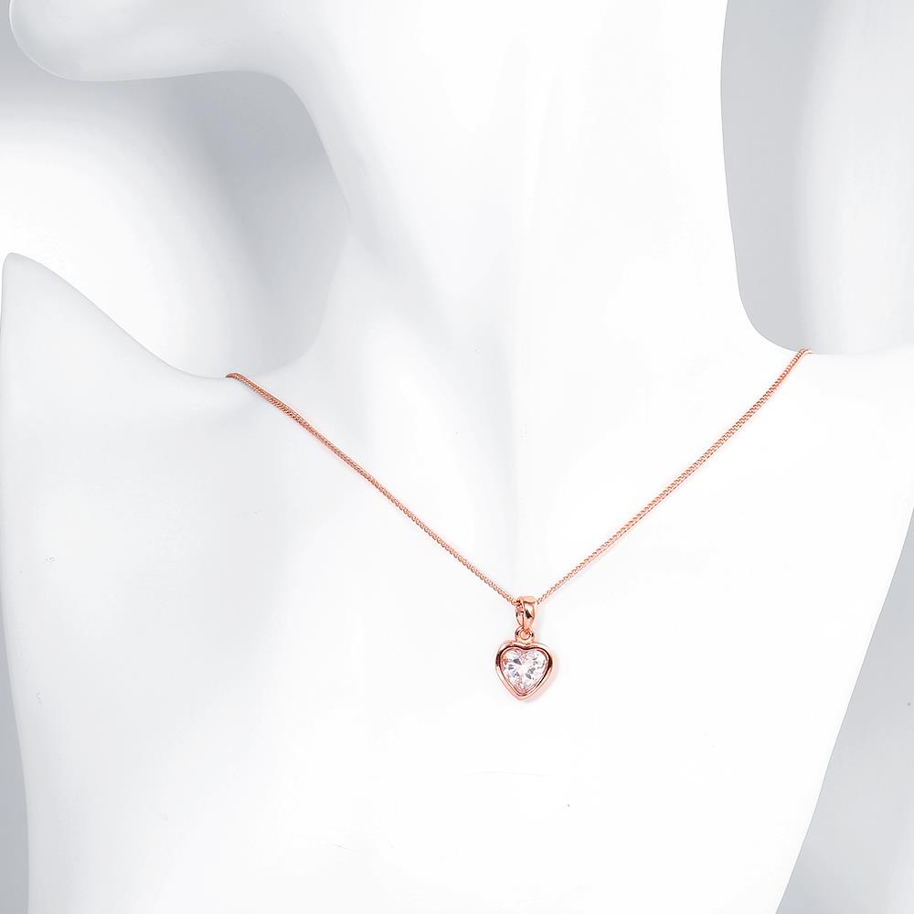 Wholesale JapanKorea Hot Sell rose Gold crystal Necklace for women Girls Love Memory Heart Necklace Valentine's Day Gift Couple Jewelery TGGPN039 1