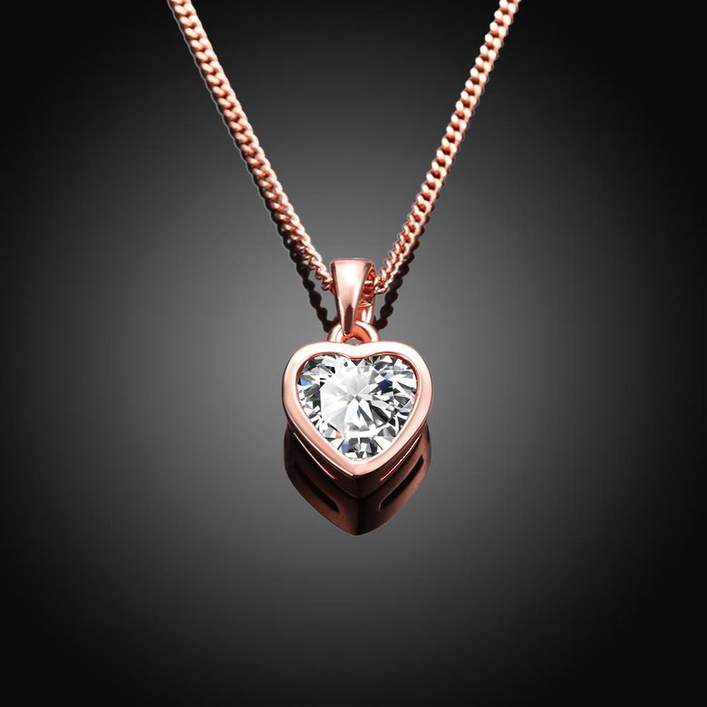 Wholesale JapanKorea Hot Sell rose Gold crystal Necklace for women Girls Love Memory Heart Necklace Valentine's Day Gift Couple Jewelery TGGPN039 2