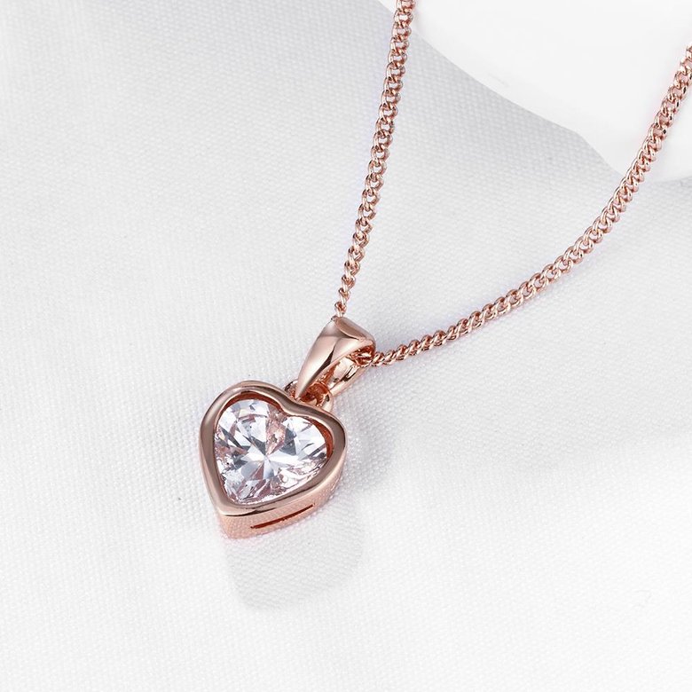 Wholesale JapanKorea Hot Sell rose Gold crystal Necklace for women Girls Love Memory Heart Necklace Valentine's Day Gift Couple Jewelery TGGPN039 3