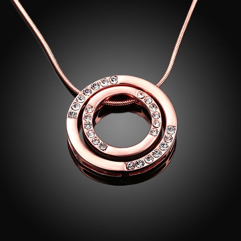 Wholesale Fashion Rose Gold Round Planet Zircon Necklace Pendant Timeless Charm With Distinctive Design For Women Fine Jewelry Gift TGGPN019 1