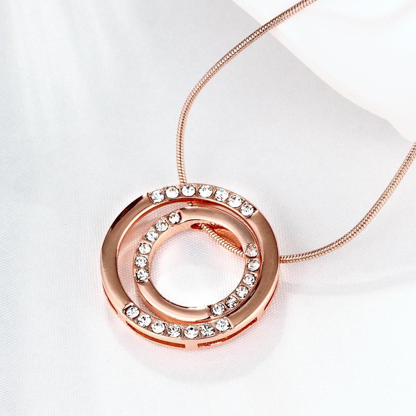 Wholesale Fashion Rose Gold Round Planet Zircon Necklace Pendant Timeless Charm With Distinctive Design For Women Fine Jewelry Gift TGGPN019 2