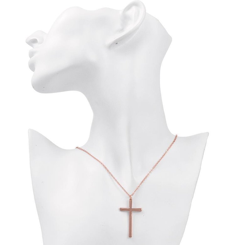 Wholesale Classic Christian Jewelry Handmade Thin rose Cross Pendant Necklaces For Women Catholic Crucifix Collar Choker TGGPN312 3