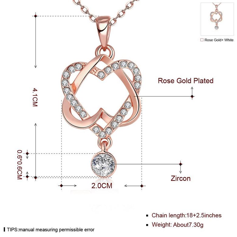 Wholesale Creative Love Heart Necklace rose gold inlay zircon Valentin Jewelry Box Birthday Valentines Day Gift for Girlfriend TGGPN317 0
