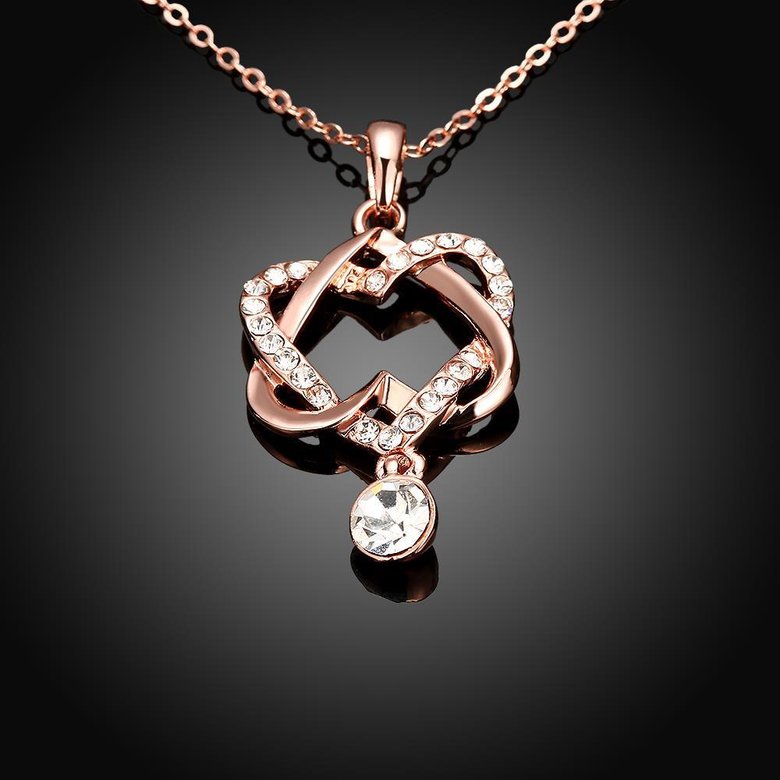 Wholesale Creative Love Heart Necklace rose gold inlay zircon Valentin Jewelry Box Birthday Valentines Day Gift for Girlfriend TGGPN317 1