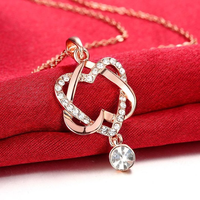 Wholesale Creative Love Heart Necklace rose gold inlay zircon Valentin Jewelry Box Birthday Valentines Day Gift for Girlfriend TGGPN317 2