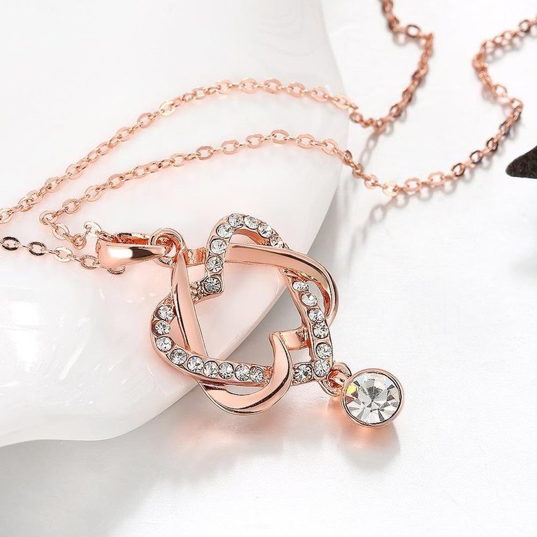 Wholesale Creative Love Heart Necklace rose gold inlay zircon Valentin Jewelry Box Birthday Valentines Day Gift for Girlfriend TGGPN317 3