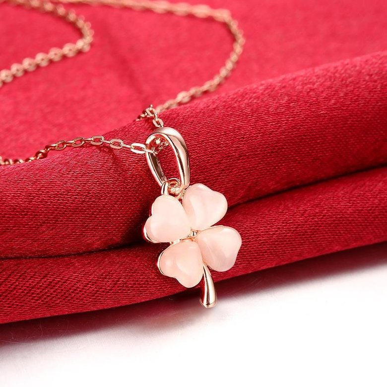 Wholesale Romantic Rose Gold plated chain Necklace new ladies fashion jewelry high quality pink crystal zircon clover pendant necklace TGGPN320 0