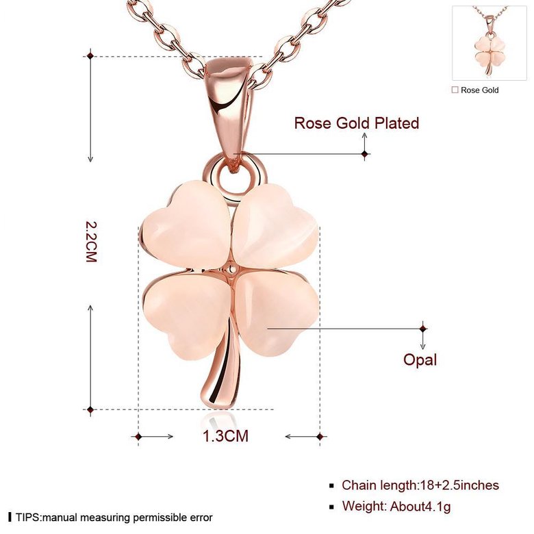 Wholesale Romantic Rose Gold plated chain Necklace new ladies fashion jewelry high quality pink crystal zircon clover pendant necklace TGGPN320 3